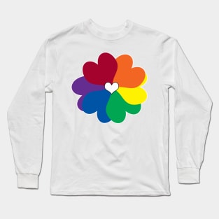 Rainbow Heart Flower Long Sleeve T-Shirt